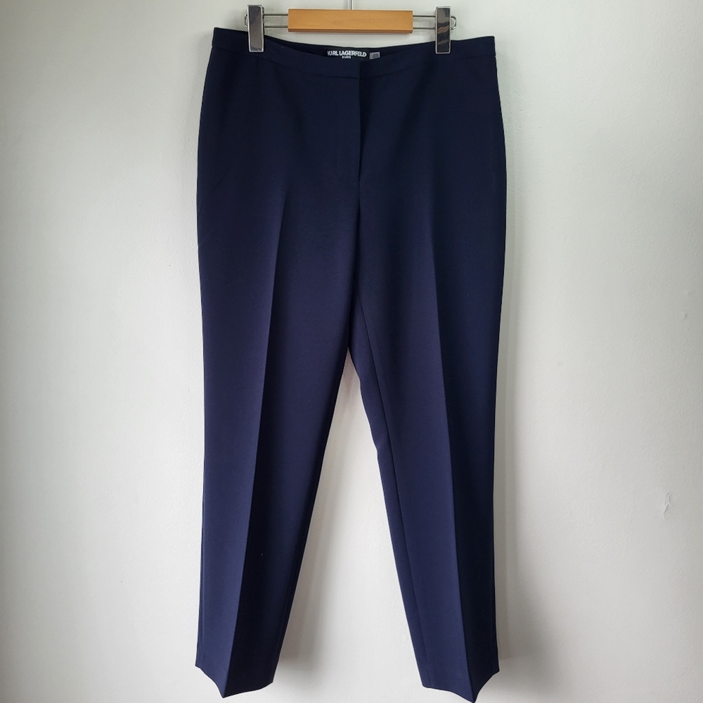Karl Lagerfeld blue straight leg Feminine Pant trousers. Size 10